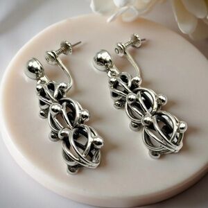 Vintage  Style Taxco Sterling Silver DNA Chainmail Earrings  1.5”